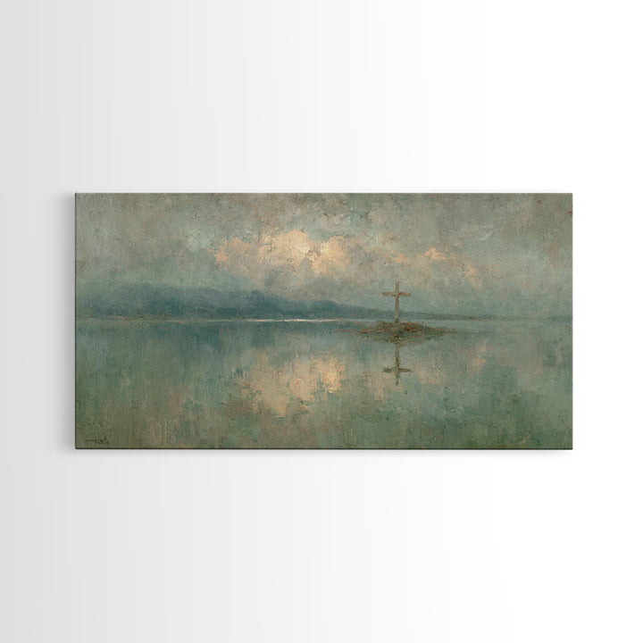 Silent Waters – Framed Canvas Print – Christian Wall Art – Christian Art Print – Jesus Painting – Moody Christian Art – Christian Gift Idea