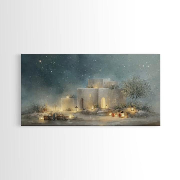 Bethlehem Glow – Framed Canvas Print – Christian Wall Art – Christian Art Canvas – Christmas Art Prints – Christian Christmas Decor – Jesus