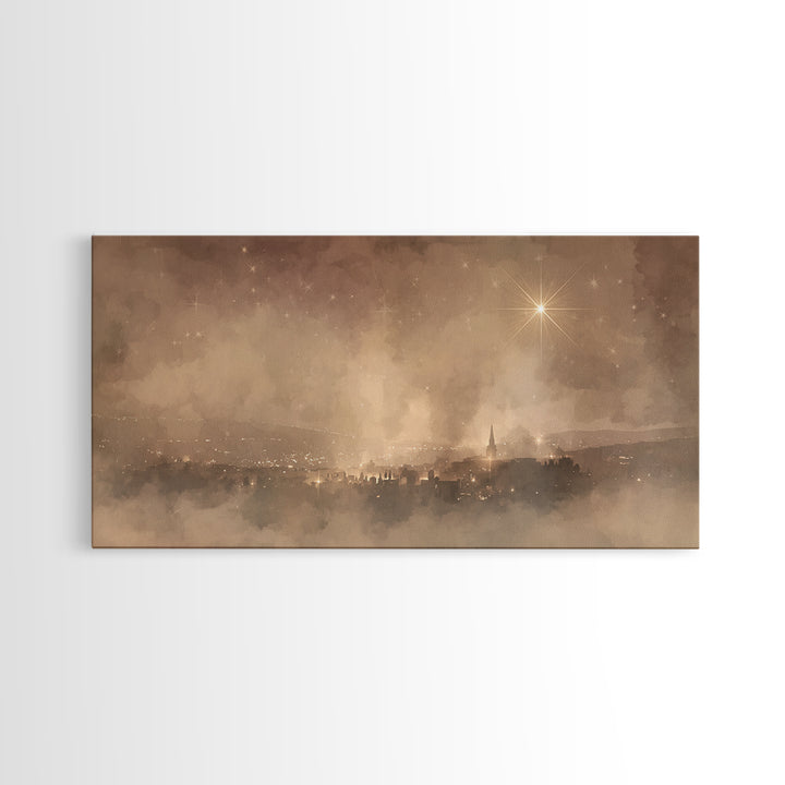 Heavenly Starfall – Framed Canvas Print – Christian Christmas Art – Christian Wall Art – Christmas Art Prints – Christian Art – Christian A