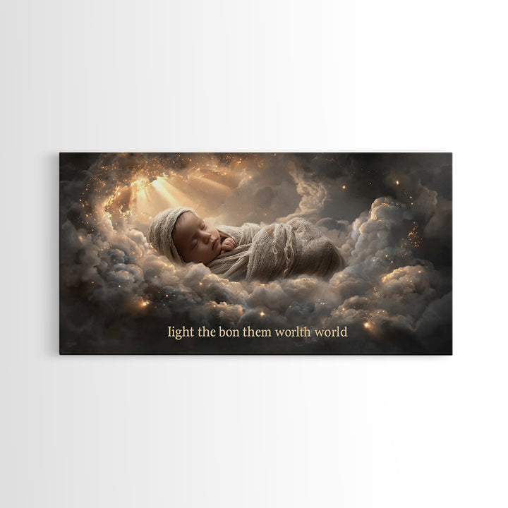 Heaven’s Child – Framed Canvas Print – Christian Wall Art – Jesus Christmas Art – Christian Art Canvas – Christian Gift – Christmas Art Pri