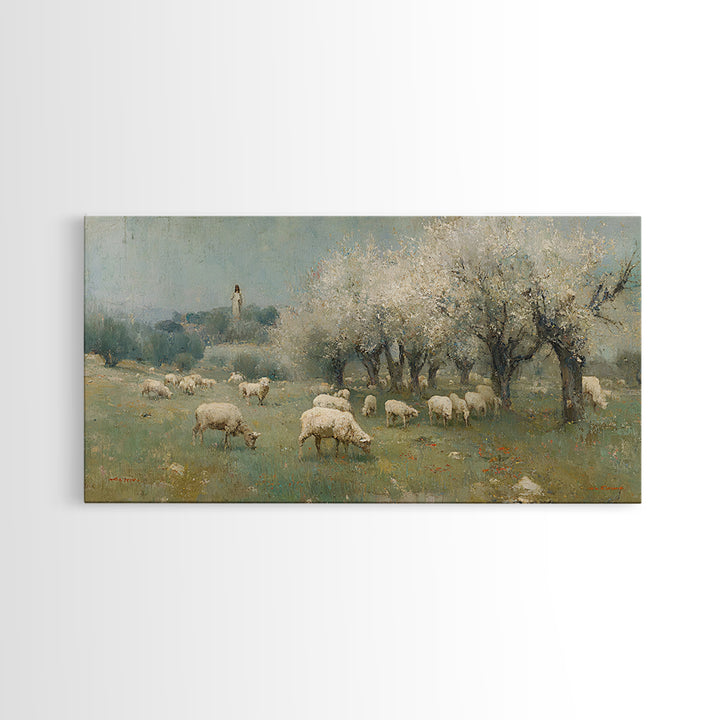 Blooming Quietude , Framed Canvas Print, Christian Art Canvas, Christian Wall Art, Christian Christmas Art, Jesus Painting, Christian Decor