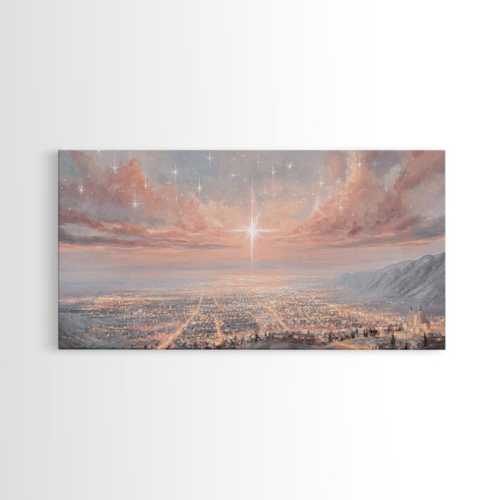 Celestial Dawn Light | Framed Canvas Print | Christian Christmas Art | Christian Art Prints | Christmas Wall Art | Christian Wall Art | Uni