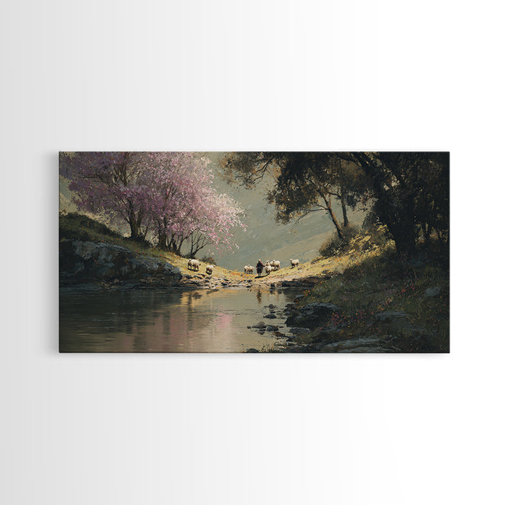 Shepherd’s Path – Framed Canvas Print – Christian Art Canvas – Christian Wall Art – Christian Painting – Christmas Art – Christian Decorati
