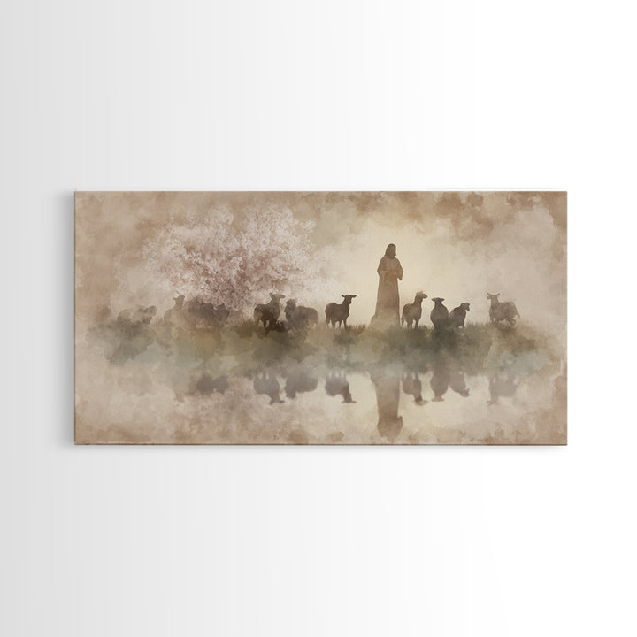 Guiding Shepherd – Framed Canvas Print – Christian Wall Art – Jesus Painting – Christian Art Canvas – Christian Christmas Art – Christian A