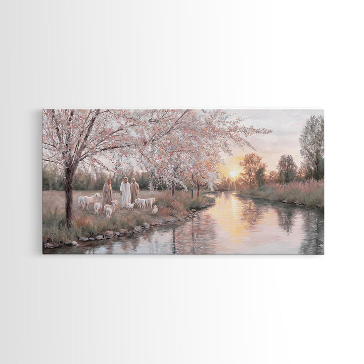Riverside Disciples – Framed Canvas Print – Christian Art Canvas – Christian Wall Art – Jesus Painting – Christmas Art – Christian Decorati