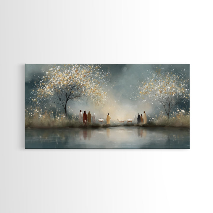 Starry Nativity – Framed Canvas Print – Christian Wall Art – Christian Art Canvas – Christian Christmas Art – Jesus Painting – Christian Ar