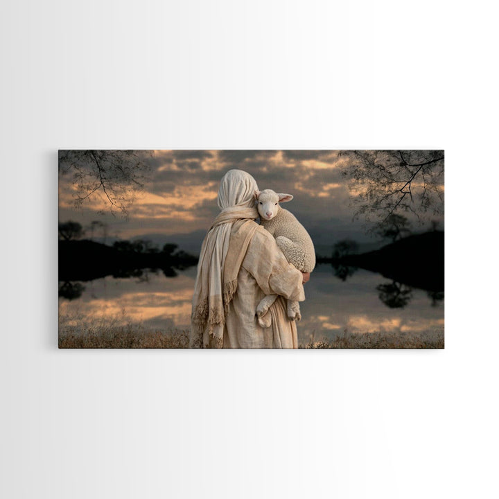 Lamb Of Comfort – Framed Canvas Print – Christian Wall Art – Jesus Painting – Christian Art Canvas – Christian Gift Ideas – Christmas Art
