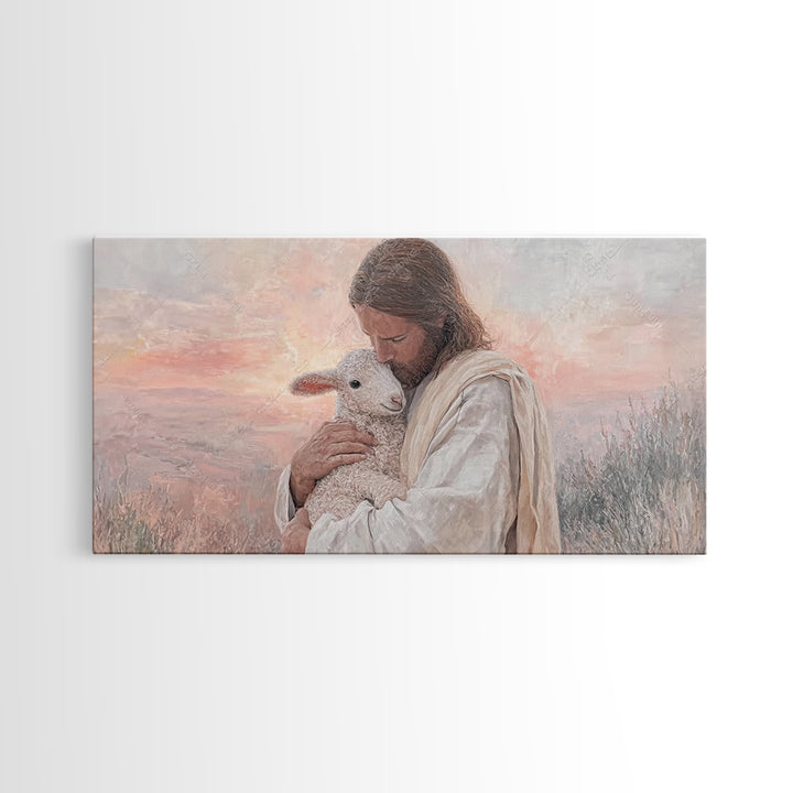 Shepherd's Embrace – Framed Canvas Print – Christian Wall Art – Jesus Painting – Christian Art Canvas – Christian Christmas Art