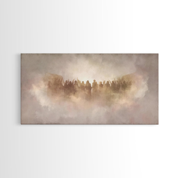 Clouds Of Glory - Framed Canvas Print - Christian Art Print - Subtle Christian Art - Christmas Art Prints - Christian Decor For Home - Vint