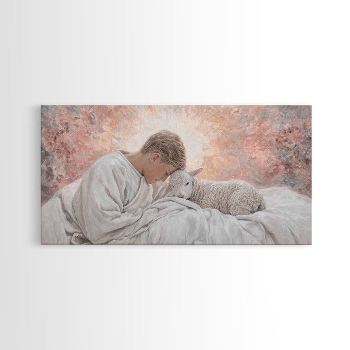 Shepherd Child Light – Framed Canvas Print – Jesus Painting – Christian Art Canvas – Christian Wall Art – Christian Christmas Art – Christi
