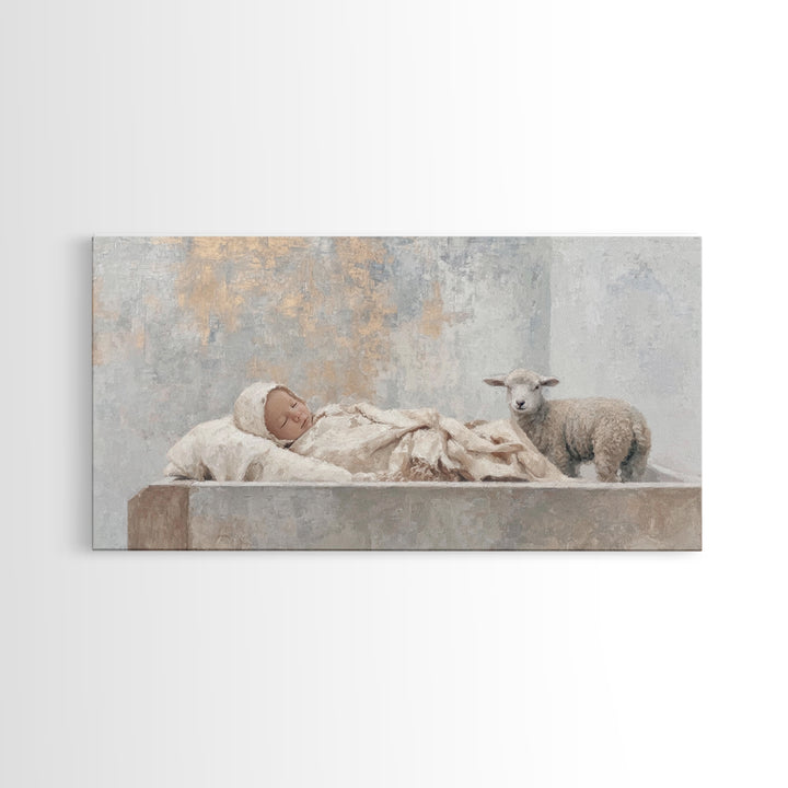 Infant Peace – Framed Canvas Print – Christian Christmas Art – Christian Wall Art – Jesus Painting – Christian Art Canvas – Christmas Art