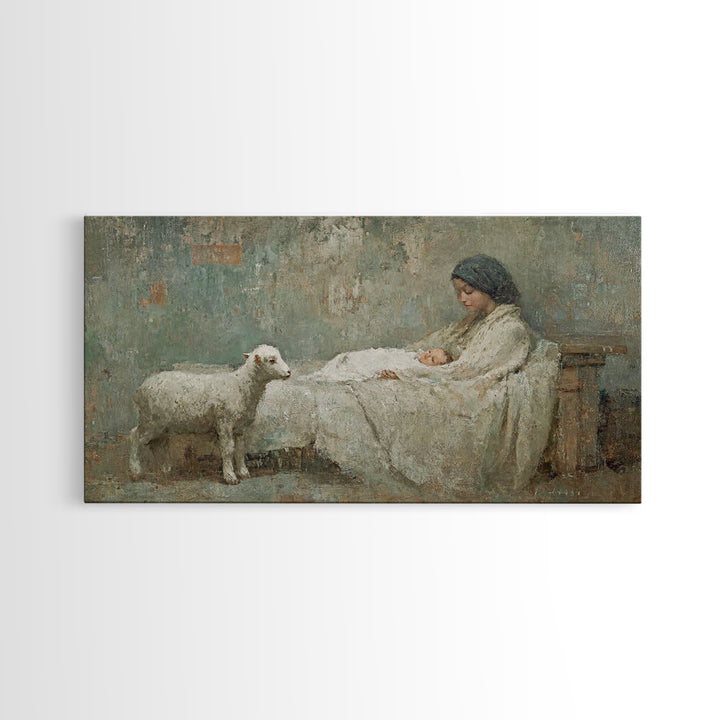 Mother’s Vigil – Framed Canvas Print – Christian Art Canvas – Christian Wall Art – Jesus Painting – Christian Decor – Christian Christmas A