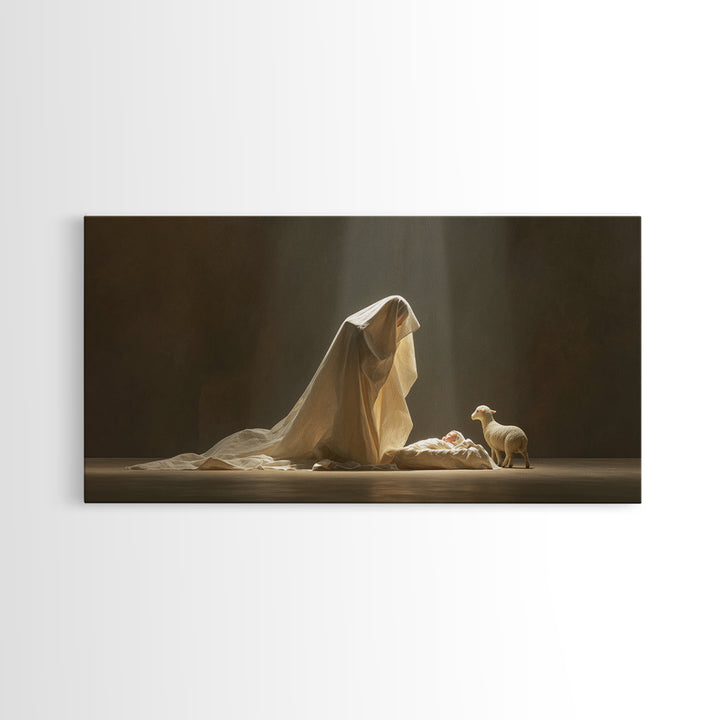 Sacred Adoration – Framed Canvas Print – Christian Art Canvas – Christian Christmas Art – Christian Wall Art – Christian Decor – Jesus Pain