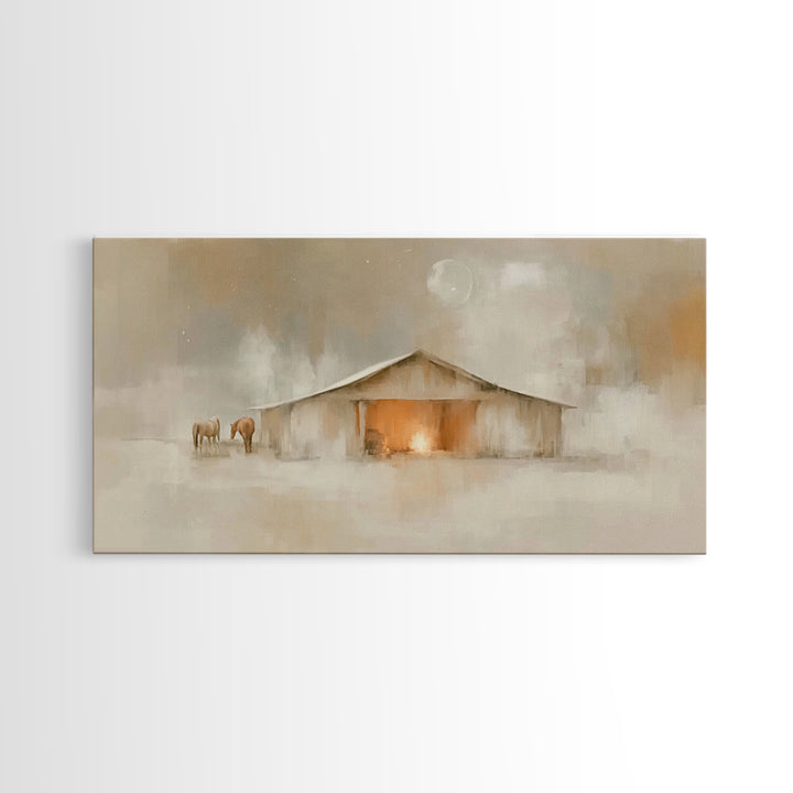 Quiet Manger – Framed Canvas Print – Christian Art Canvas – Christmas Art – Christian Wall Art – Christian Decor – Christian Christmas Art
