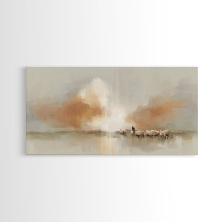 Soft Horizon Grace – Framed Canvas Print – Christian Art Painting – Christian Wall Art – Subtle Christian Art – Christian Art Canvas – Chri