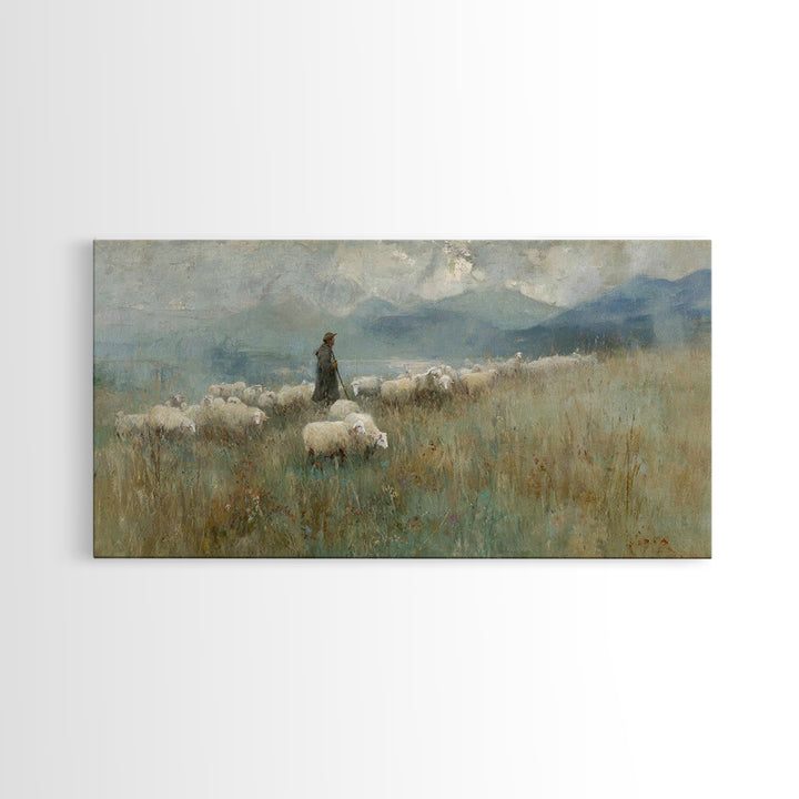 Mountain Shepherd Path – Framed Canvas Print – Christian Wall Art – Jesus Painting – Christian Art Canvas – Vintage Christian Art – Christi