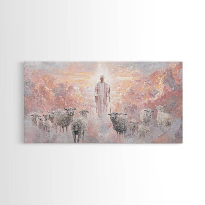 Glory Of The Shepherd – Framed Canvas Print – Jesus Painting – Christian Art Canvas – Christian Christmas Art – Christian Wall Art – Large