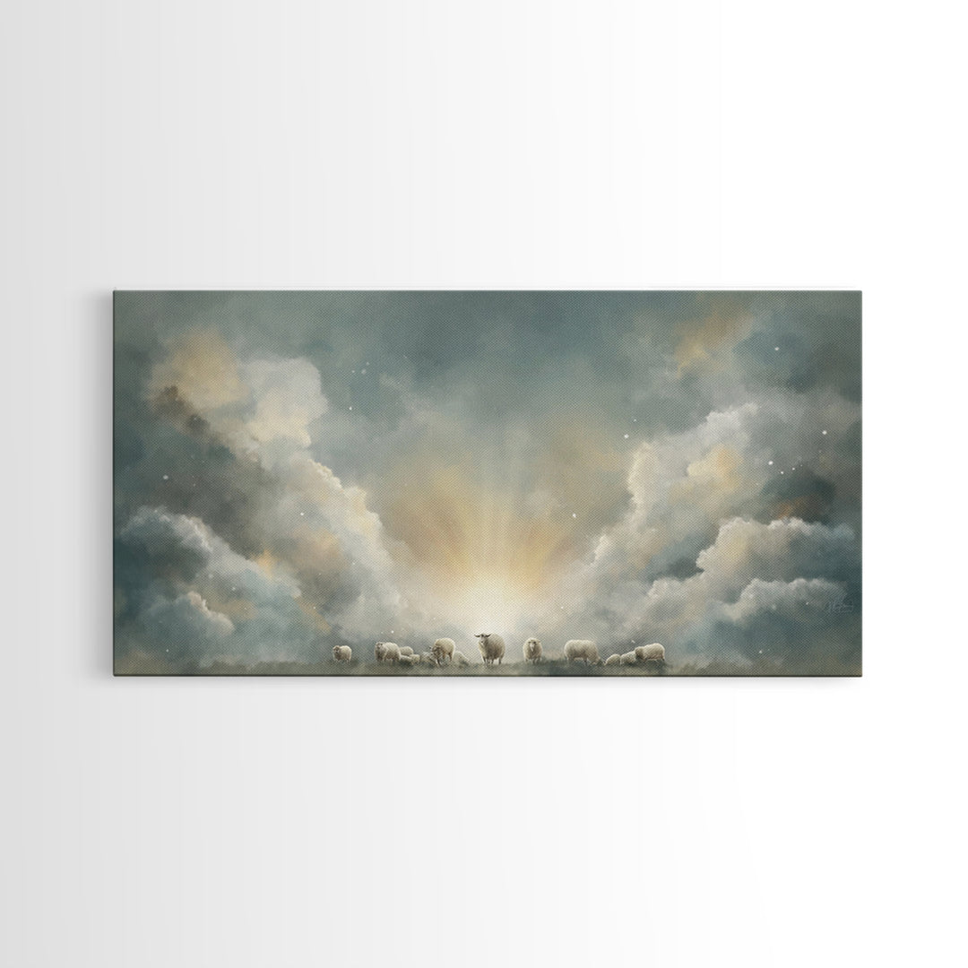 Shepherd’s Dawn Peace – Framed Canvas Print – Christian Art Canvas – Christian Wall Art – Christian Painting – Subtle Christian Art – Chris