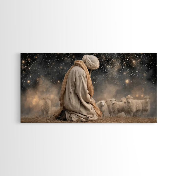 The Guiding Star – Framed Canvas Print – Christian Wall Art – Jesus Painting – Christian Art Canvas – Christian Christmas Art – Pastoral Sc