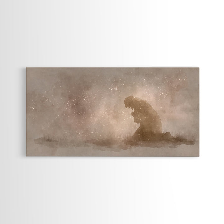 Sacred Stillness | Framed Canvas Print | Christian Art Canvas | Christian Wall Art | Christmas Art | Christian Christmas Decor | Jesus Pain