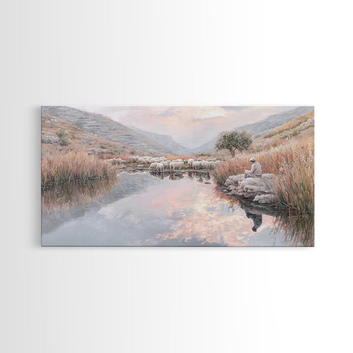 Pastoral Reverence – Framed Canvas Print – Christian Art Canvas – Christian Wall Art – Christian Christmas Art – Jesus Painting – Christmas