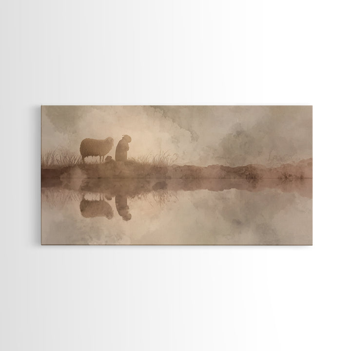 Soft Pasture Light, Framed Canvas Print, Christian Art Canvas, Christian Wall Art, Christian Art Prints, Christian Gift, Subtle Christian A