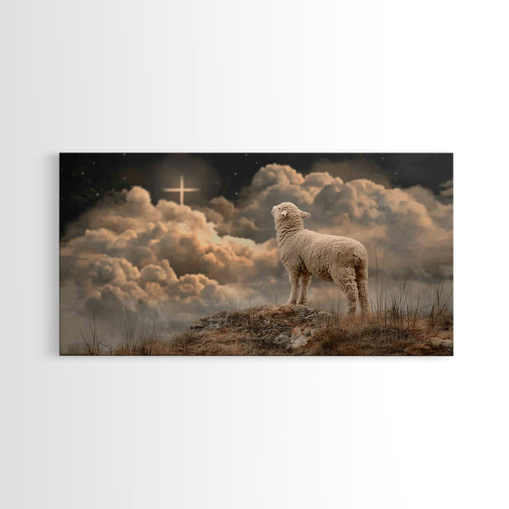 Lamb Of Glory – Framed Canvas Print – Christian Art – Christian Art Canvas – Christian Wall Art – Christian Paintings – Christian Decor – C
