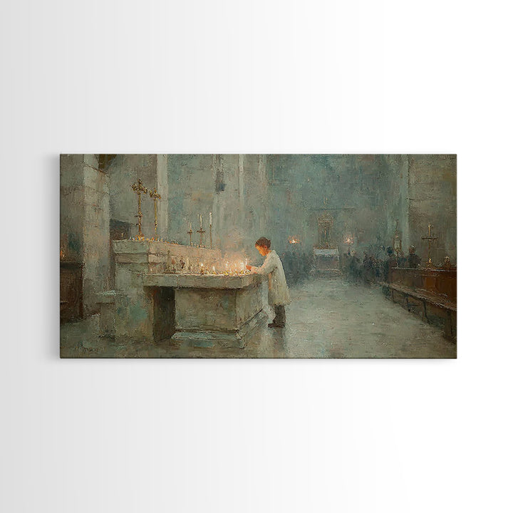 Quiet Devotion - Framed Canvas Print - Christian Art Print - Christian Decor - Christian Gift Ideas - Modern Christian Art - Christmas Art