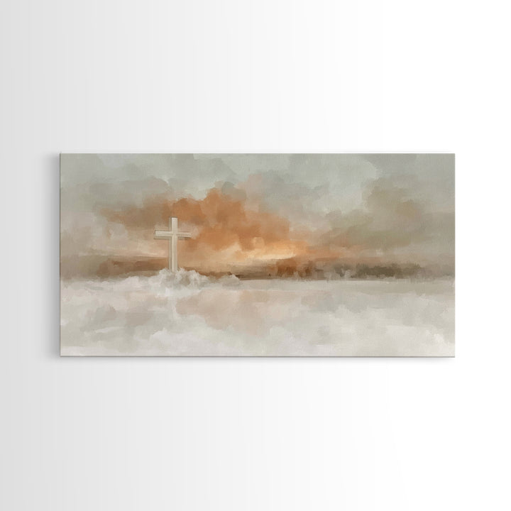 Clouds of Salvation, Framed Canvas Print, Christian Wall Art, Christian Art Canvas, Christmas Art Prints, Christian Decor for Home, Modern