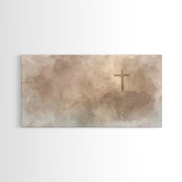 Snowfall Of Mercy – Framed Canvas Print – Christian Art – Christian Wall Art – Moody Christmas Art – Christmas Art Prints – Christian Chris