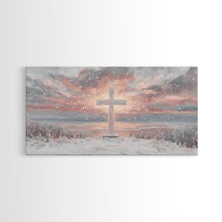 Radiant Dawn Cross – Framed Canvas Print – Christian Wall Art – Christian Art Canvas – Christmas Canvas Wall Art – Christian Decor For Home