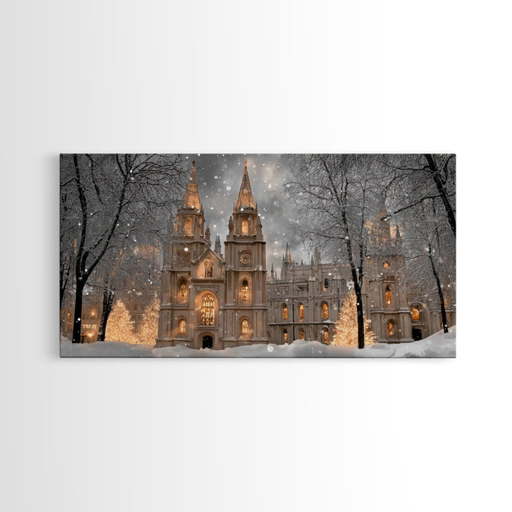 Winter Cathedral Glory – Framed Canvas Print – Christian Wall Art – Christmas Wall Art – Christian Art Canvas – Framed Christmas Art – Chri