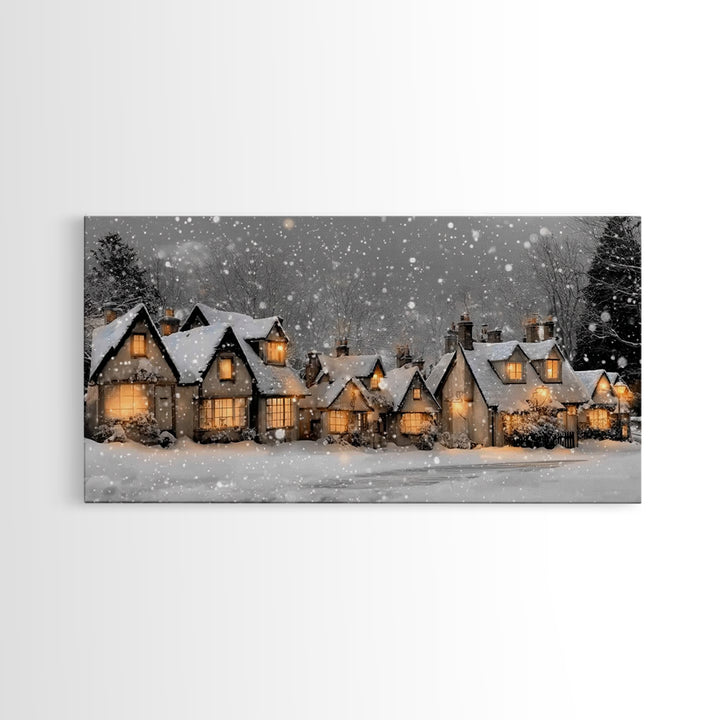 Village Noel Peace – Framed Canvas Print – Christmas Wall Art – Christian Christmas Art – Christmas Art Prints – Christian Art Canvas – Hol