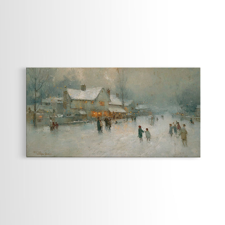 Snowy Family Gathering | Framed Canvas Print | Christmas Wall Art | Christian Art Canvas | Modern Christmas Art | Christian Christmas Decor