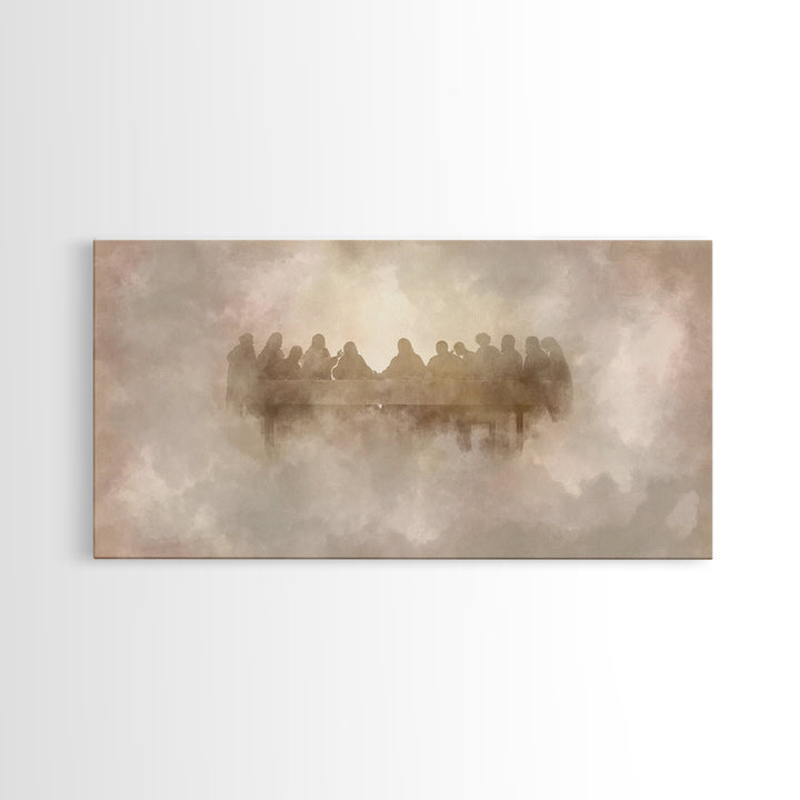 Heavenly Communion, Framed Canvas Print, Christian Art Canvas, Moody Christian Art, Christian Wall Art, Jesus Painting, Christmas Art