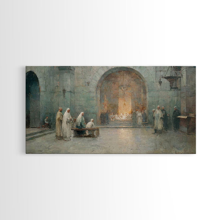 Chapel Nativity – Framed Canvas Print – Christian Art Canvas – Christian Wall Art – Vintage Christian Art – Christian Christmas Art – Chris