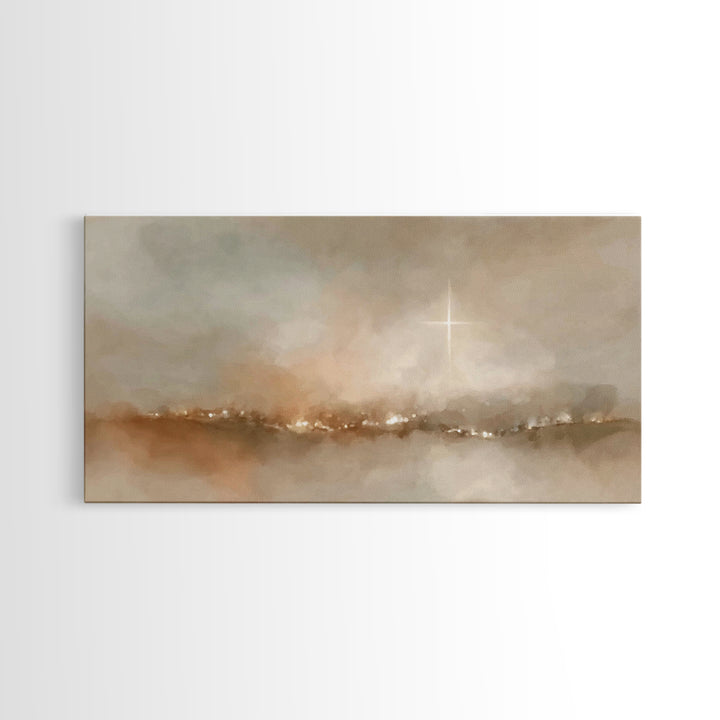 Desert Star Lit, Framed Canvas Print, Christian Christmas Art, Christian Art Canvas, Christmas Wall Art, Modern Christian Art, Christian De