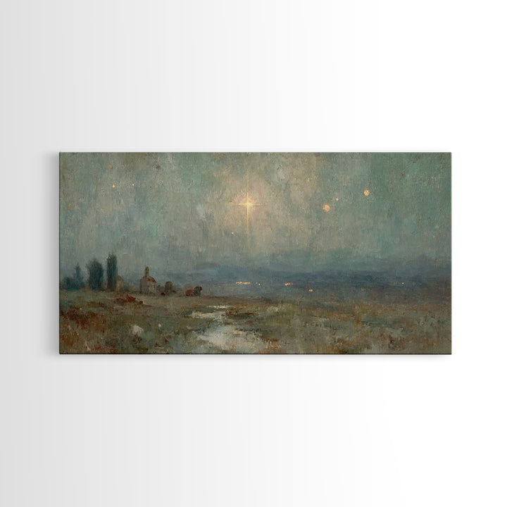 Star Of Bethlehem – Framed Canvas Print – Christian Art Prints – Christmas Wall Art – Jesus Christmas Art – Vintage Christian Art – Christi