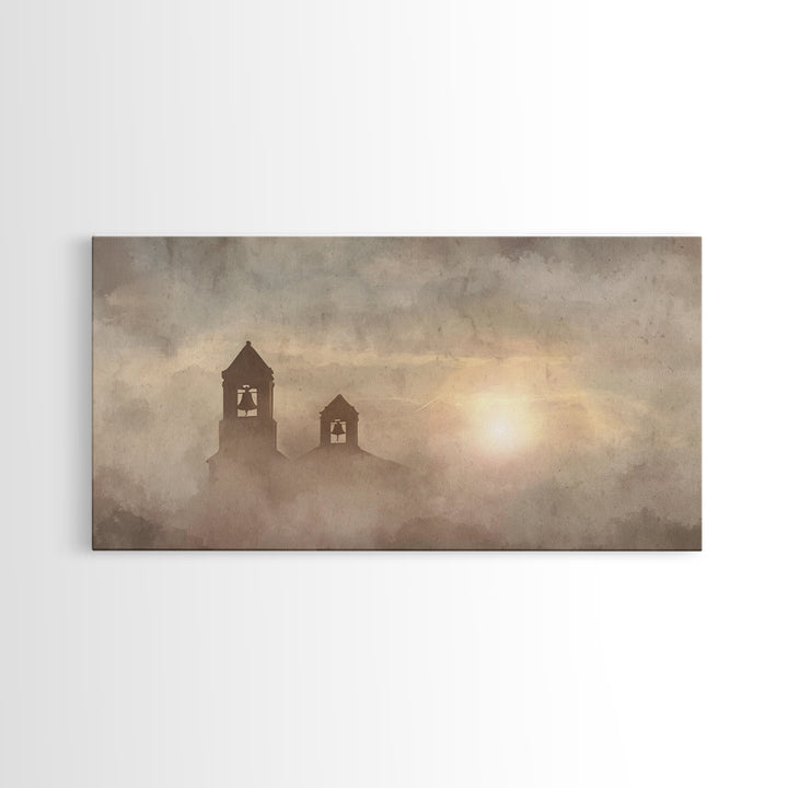 Silent Bells – Framed Canvas Print – Christian Wall Art – Christian Painting – Vintage Christian Art – Moody Christmas Art – Christian Deco