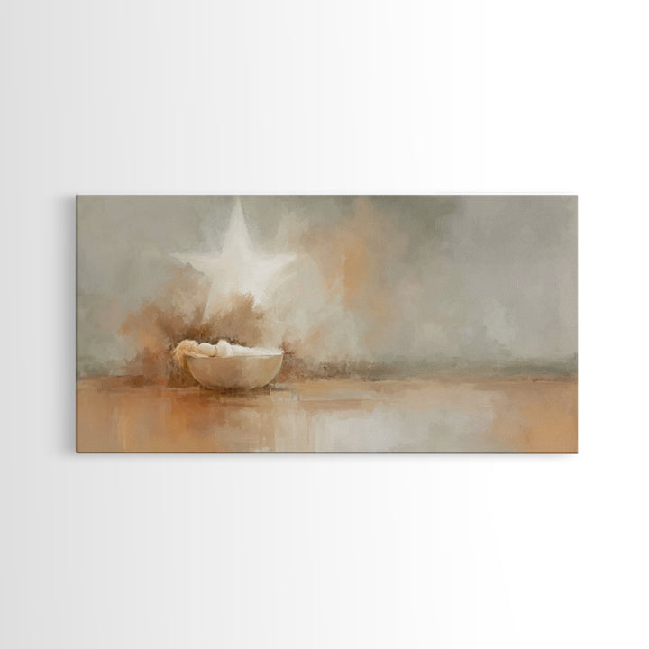 Nativity Star – Framed Canvas Print – Christian Christmas Art – Christian Art Canvas – Birth Of Jesus Painting – Christmas Art Work – Chris