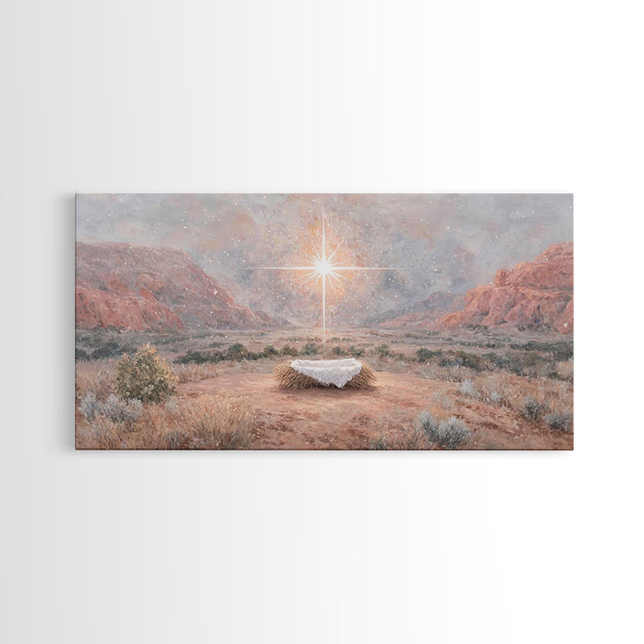Desert Nativity – Framed Canvas Print – Christian Christmas Art – Christian Wall Art – Christian Art Print – Christmas Canvas Wall Art – Ch