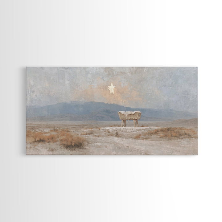 Sacred Nightfall – Framed Canvas Print – Christian Wall Art – Christian Christmas Art – Modern Christian Art – Christmas Art Prints – Chris