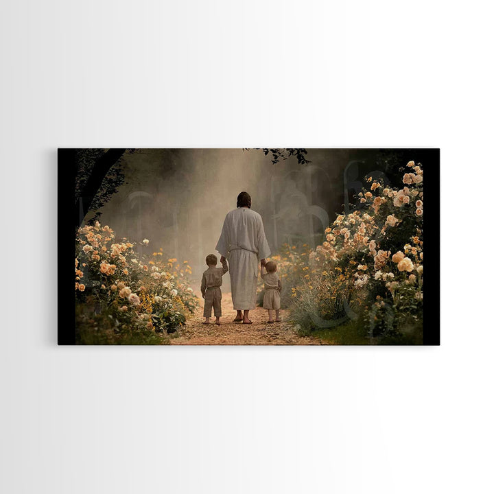 Guided In Light – Framed Canvas Print – Jesus Wall Art – Christian Art Work – Christian Decorations – Christian Painting – Christian Gift