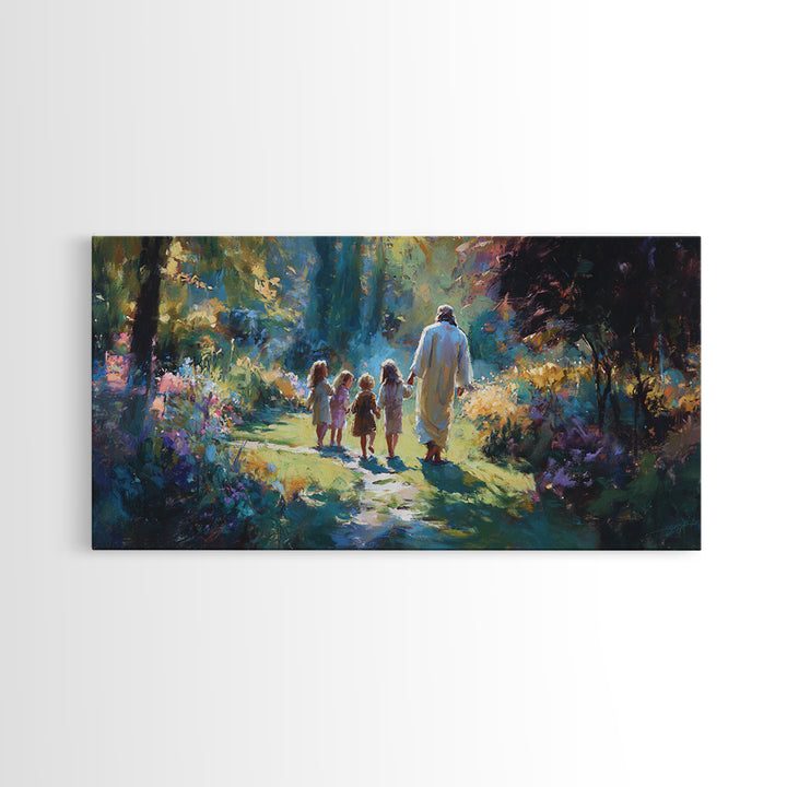 Garden Of Light | Framed Canvas Print | Christian Art Canvas | Jesus Painting | Christian Wall Art | Christmas Art
