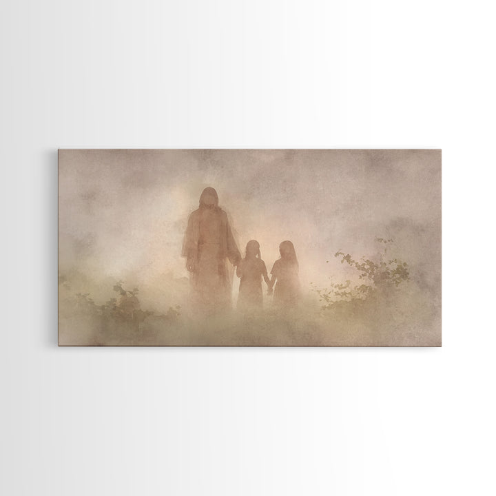 Sacred Morning Haze – Framed Canvas Print – Christian Wall Art – Minimalist Christian Art – Jesus Painting – Subtle Christian Art – Christi