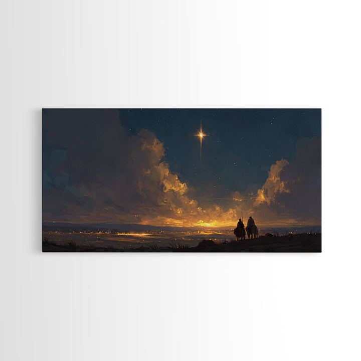 Bethlehem Star Rise, Framed Canvas Print, Christmas Wall Art, Christian Christmas Art, Jesus Christmas Art, Christian Art Canvas, Christian