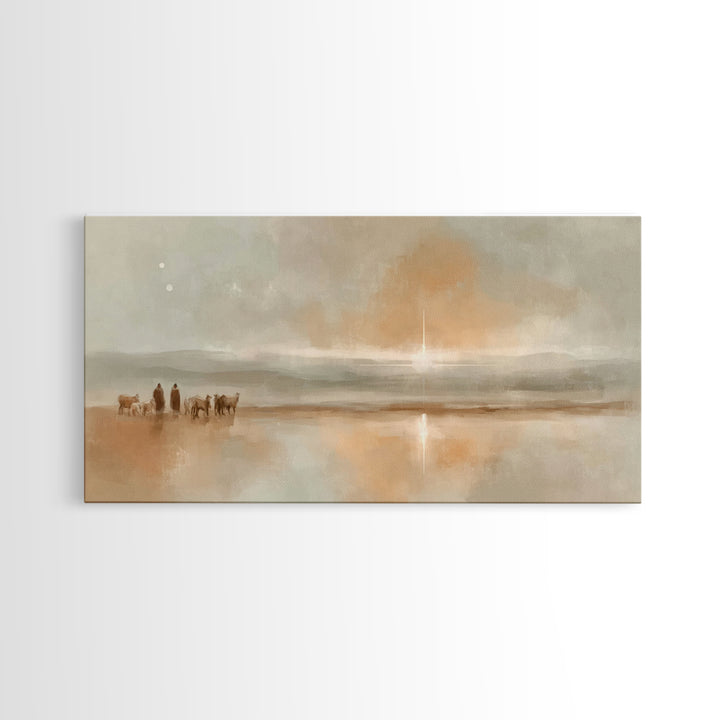 Desert Star Journey – Framed Canvas Print – Christian Christmas Art – Christian Wall Art – Jesus Painting – Christmas Art Print – Christian