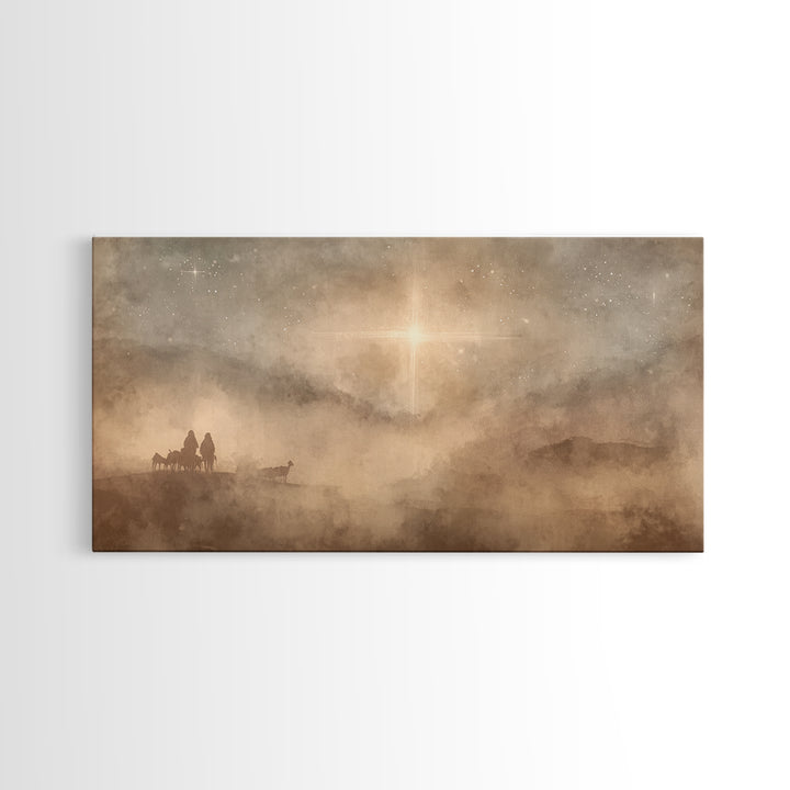 Holy Night Wonder, Framed Canvas Print, Christmas Art Prints, Christian Wall Art, Moody Christmas Art, Christian Christmas Decor, Christian