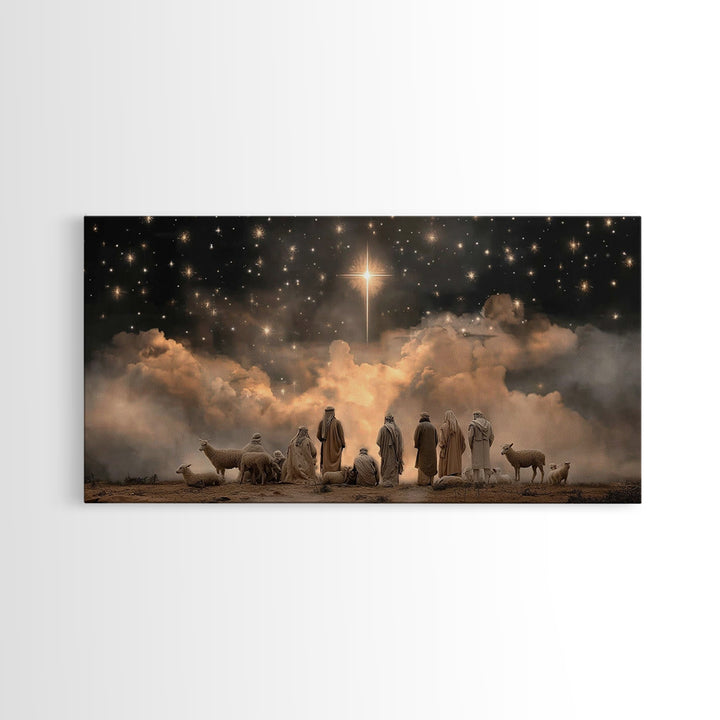 Shepherds Beneath Heaven | Framed Canvas Print | Christian Christmas Art | Christmas Wall Art | Jesus Christmas Art | Christian Art Canvas