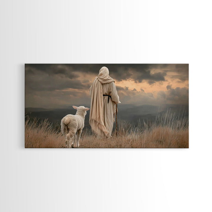 The Good Shepherd, Framed Canvas Print, Jesus Painting, Christian Wall Art, Christian Art Print, Christian Decor For Home, Large Jesus Pain